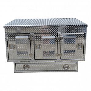 3 Compartment Aluminum Dog Box With Drawer