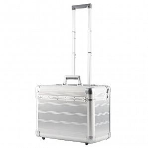 Silver Aluminum Pilot Trolley Case with Wheels