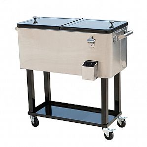 Patio Metal Cooling Trolley - Rollable Cool Cart