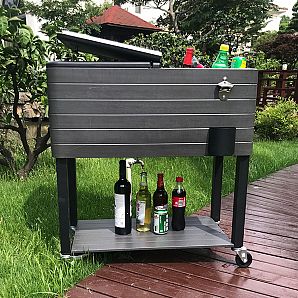 Wood Grain Ice Cooler Box For Outdoor Picnic